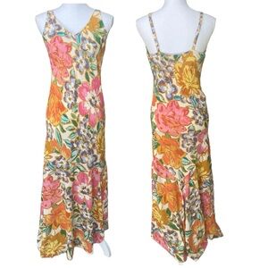 Jams World Midi Spaghetti Strap Asymmetrical Floral Dress XS Style Ginger